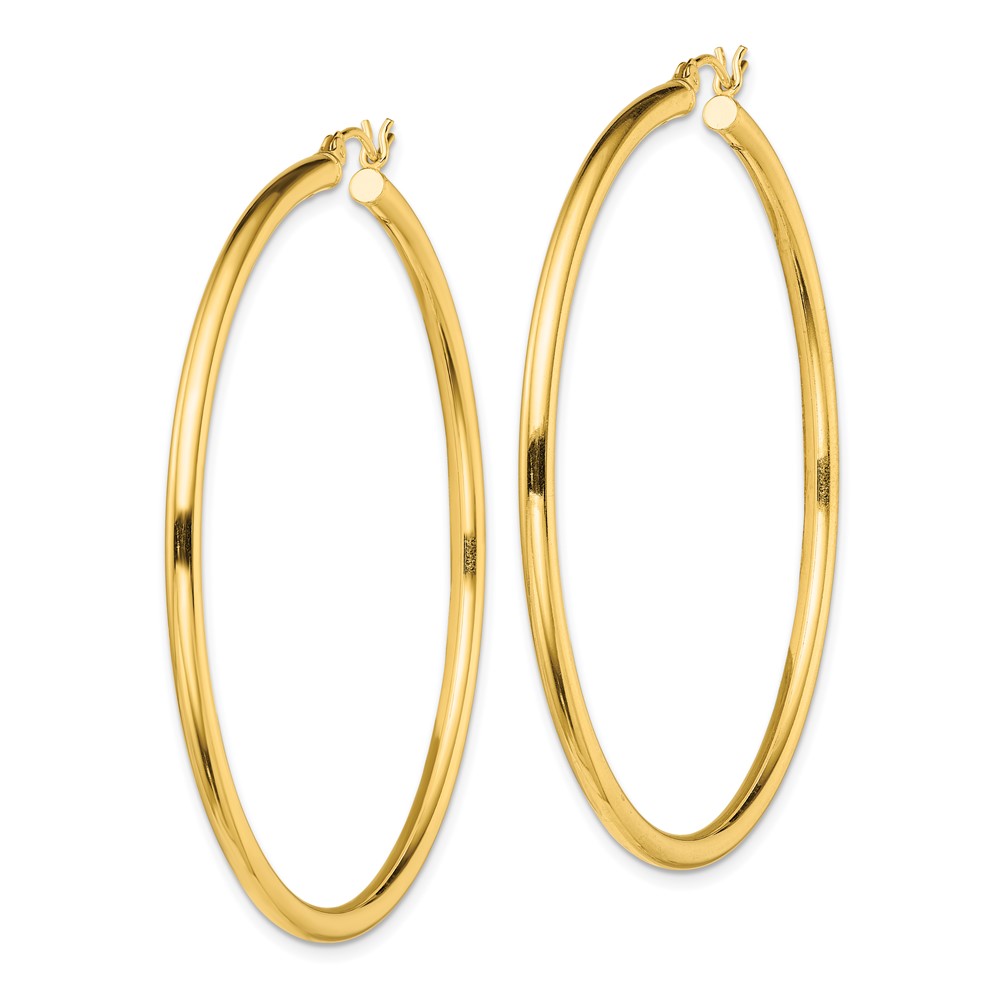 Sterling Silver Gold-Tone Polished 2.5x55mm Hoop Earrings (QE13148)