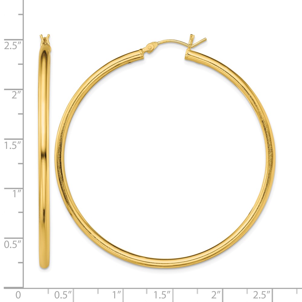Sterling Silver Gold-Tone Polished 2.5x55mm Hoop Earrings (QE13148)
