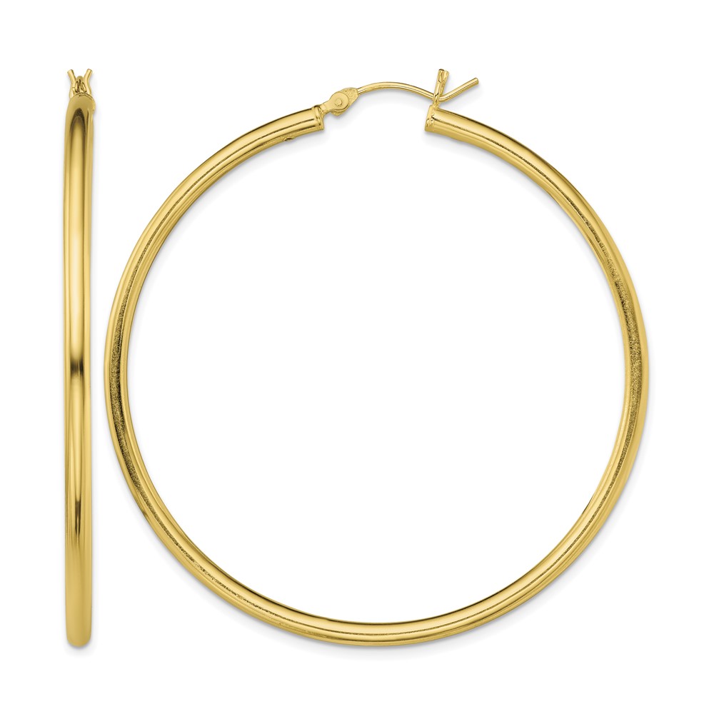 Sterling Silver Gold-Tone Polished 2.5x55mm Hoop Earrings (QE13148)