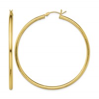 Sterling Silver Gold-Tone Polished 2.5x 55mm Hoop Earrings view 1