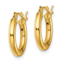 Sterling Silver Gold-Tone Polished 2.5x 15mm Hoop Earrings view 2