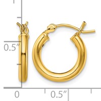 Sterling Silver Gold-Tone Polished 2.5x 15mm Hoop Earrings view 4