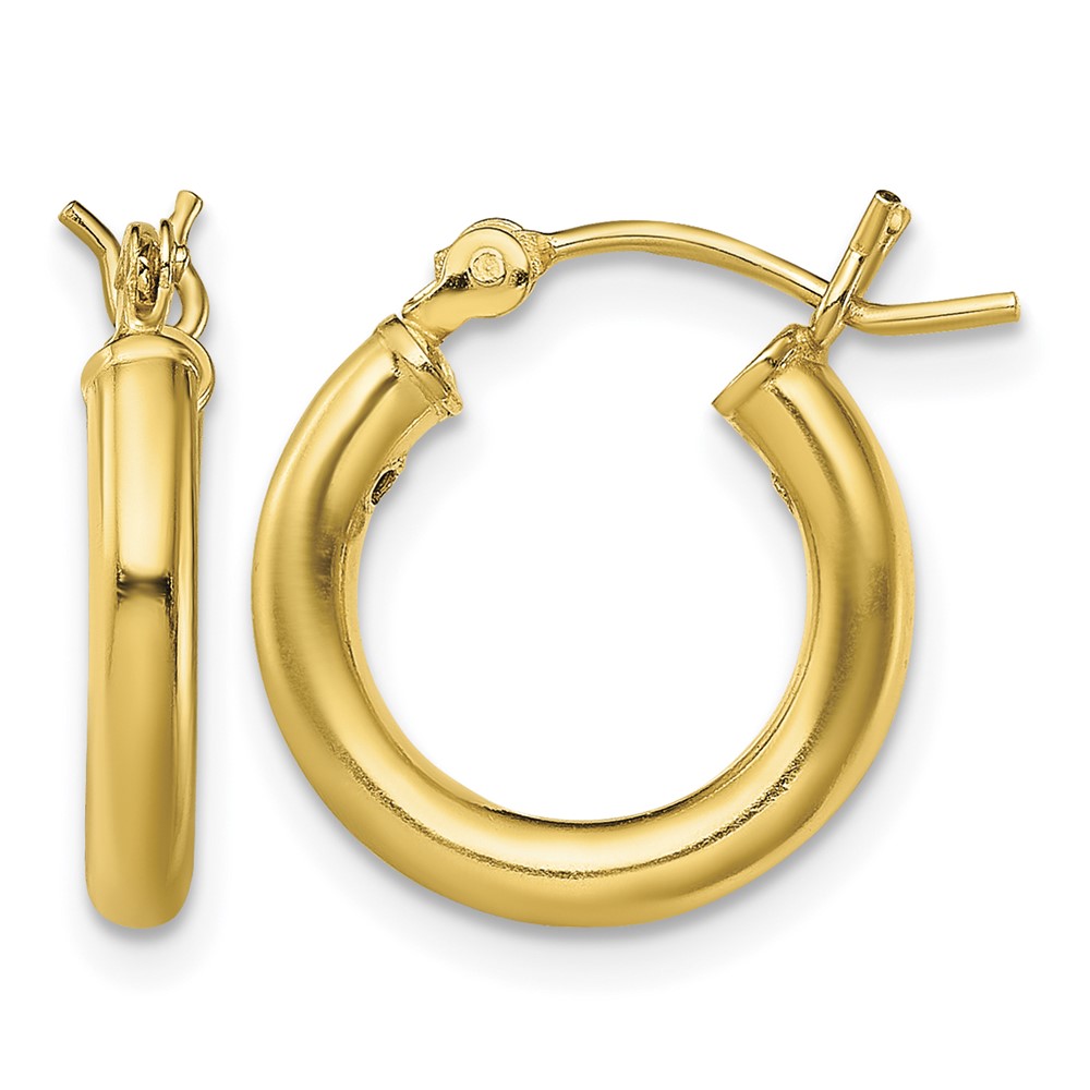 Sterling Silver Gold-Tone Polished 2.5x15mm Hoop Earrings (QE13149)