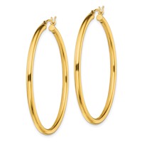 Sterling Silver Gold-Tone Polished 2.5x 45mm Hoop Earrings view 2