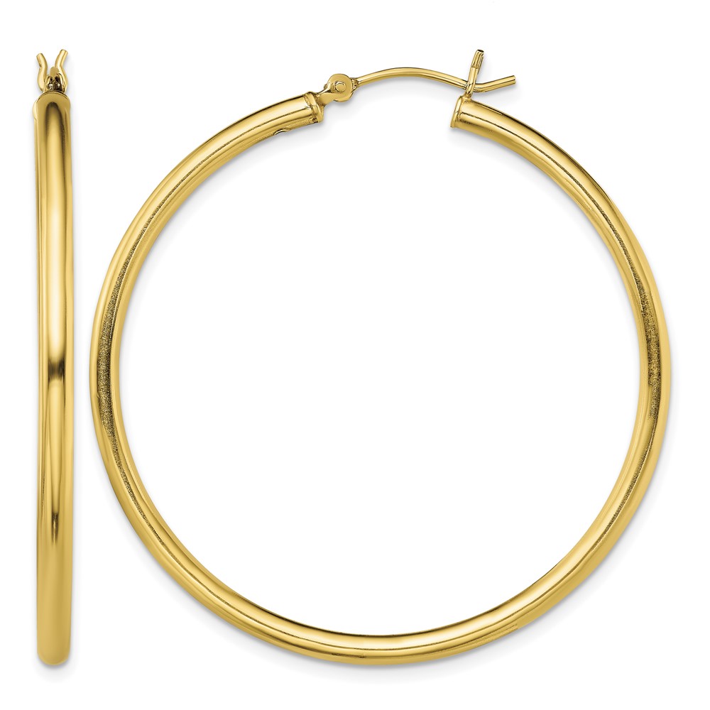 Sterling Silver Gold-Tone Polished 2.5x45mm Hoop Earrings (QE13150)