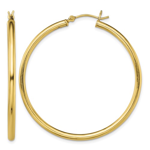 Sterling Silver Gold-Tone Polished 2.5x 45mm Hoop Earrings