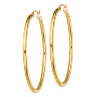 Sterling Silver Gold-Tone Polished 3x 65mm Hoop Earrings view 2