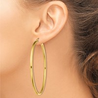 Sterling Silver Gold-Tone Polished 3x 65mm Hoop Earrings view 3