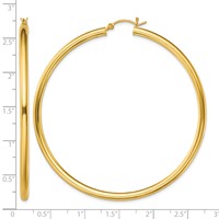 Sterling Silver Gold-Tone Polished 3x 65mm Hoop Earrings view 4