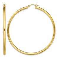 Sterling Silver Gold-Tone Polished 3x 65mm Hoop Earrings view 1