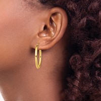 Sterling Silver Gold-Tone Polished 2.5x 28mm Hoop Earrings view 3