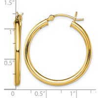 Sterling Silver Gold-Tone Polished 2.5x 28mm Hoop Earrings view 4