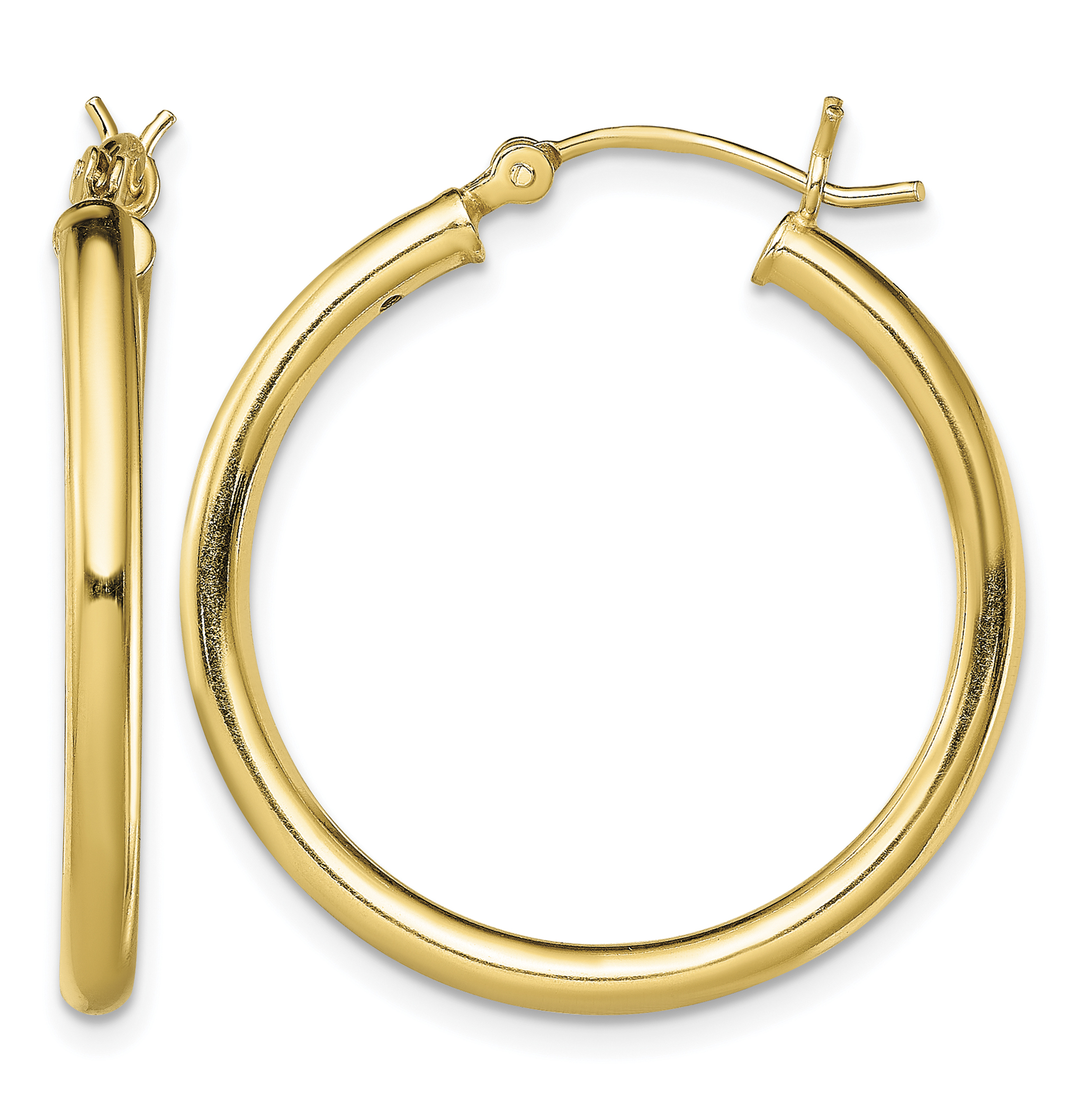 Sterling Silver Gold-Tone Polished 2.5x28mm Hoop Earrings (QE13152)