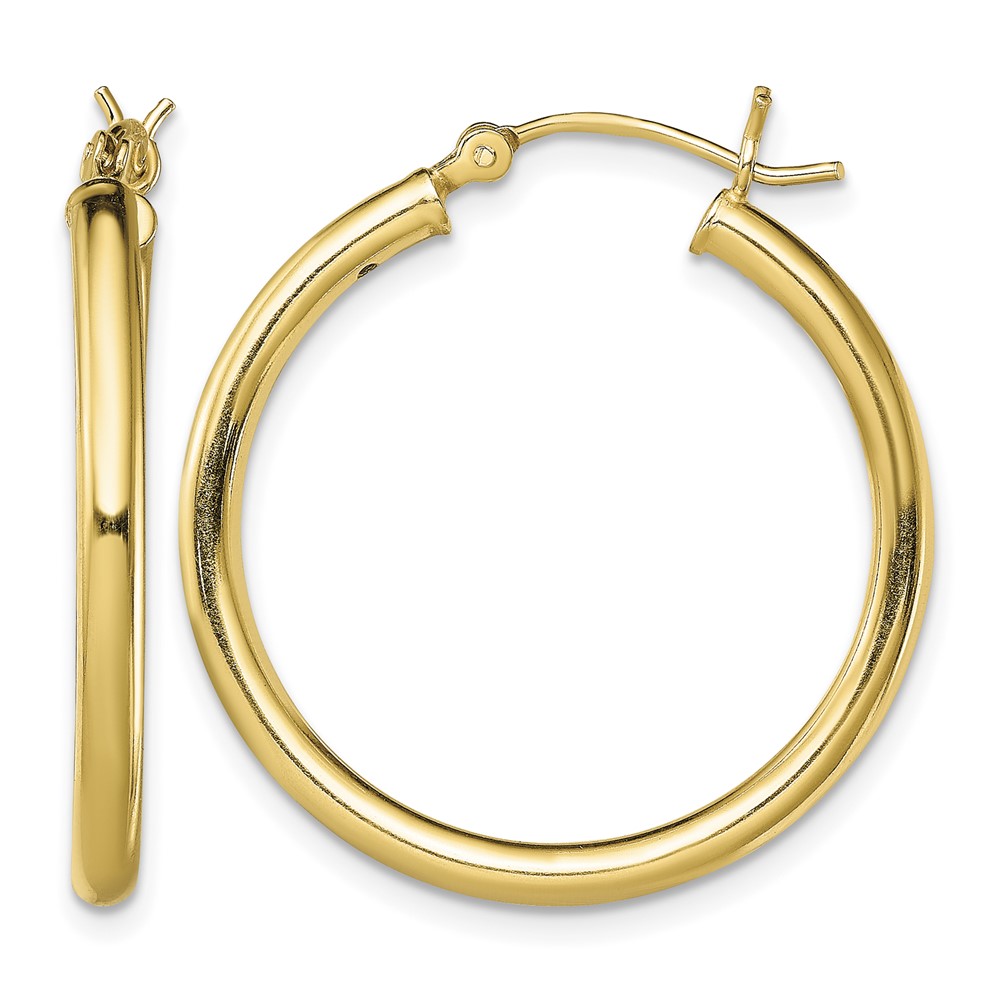 Sterling Silver Gold-Tone Polished 2.5x28mm Hoop Earrings (QE13152)