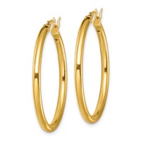 Sterling Silver Gold-Tone Polished 2.5x 35mm Hoop Earrings view 2