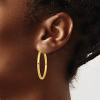 Sterling Silver Gold-Tone Polished 2.5x 35mm Hoop Earrings view 3