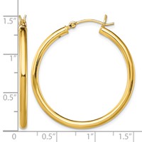 Sterling Silver Gold-Tone Polished 2.5x 35mm Hoop Earrings view 4