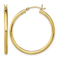 Sterling Silver Gold-Tone Polished 2.5x 35mm Hoop Earrings view 1