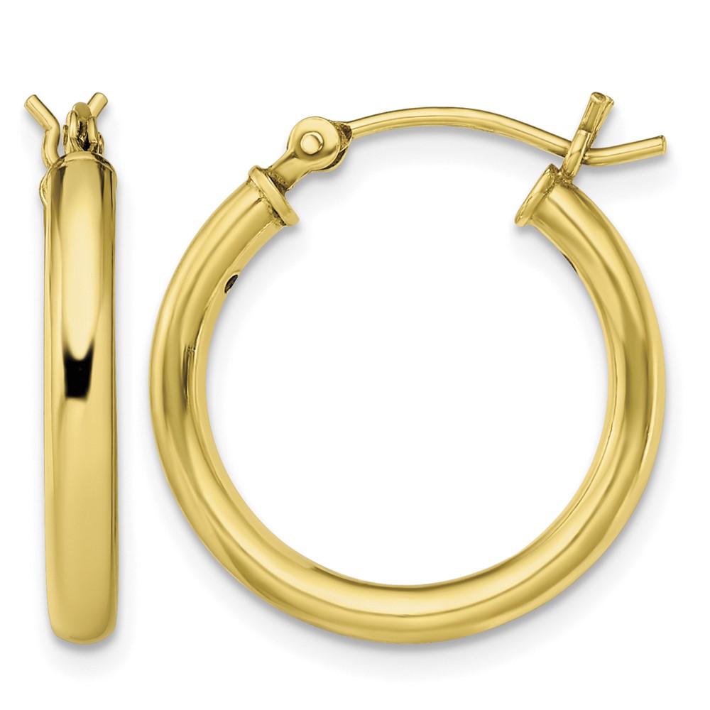 Sterling Silver Gold-Tone Polished 2.5x20mm Hoop Earrings (QE13155)