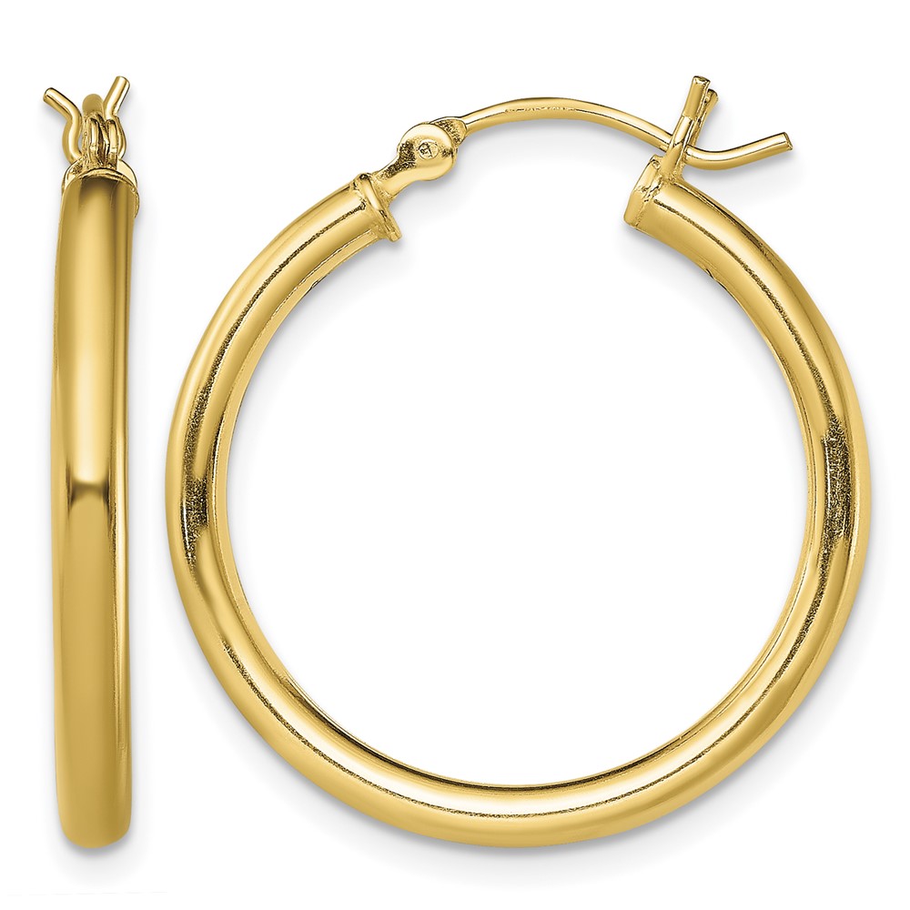Sterling Silver Gold-Tone Polished 2.5x25mm Hoop Earrings (QE13156)