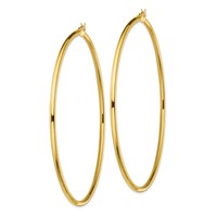 Sterling Silver Gold-Tone Polished 2.5x 80mm Hoop Earrings view 2