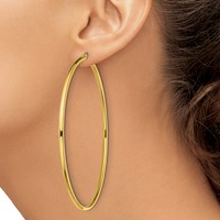 Sterling Silver Gold-Tone Polished 2.5x 80mm Hoop Earrings view 3