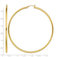 Sterling Silver Gold-Tone Polished 2.5x 80mm Hoop Earrings view 4