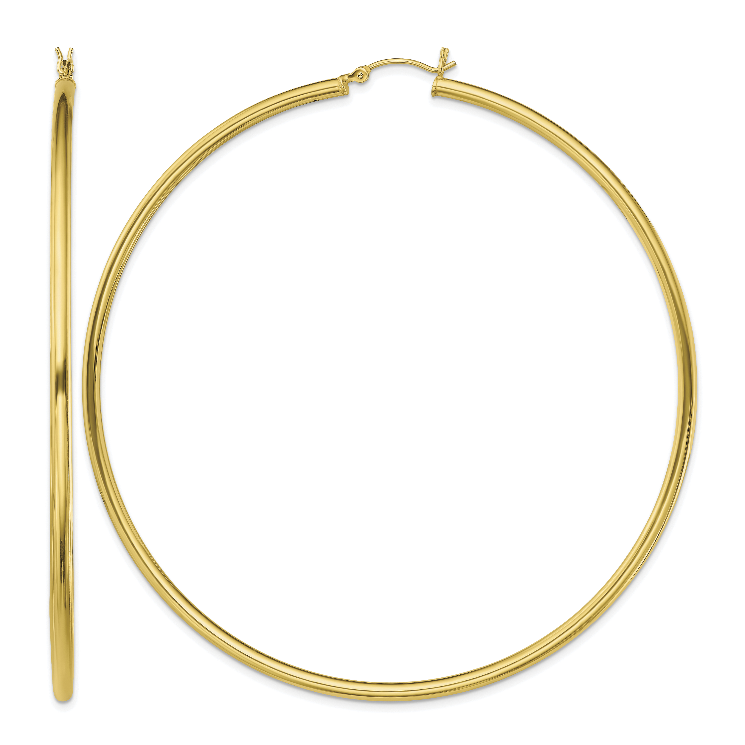 Sterling Silver Gold-Tone Polished 2.5x80mm Hoop Earrings (QE13157)