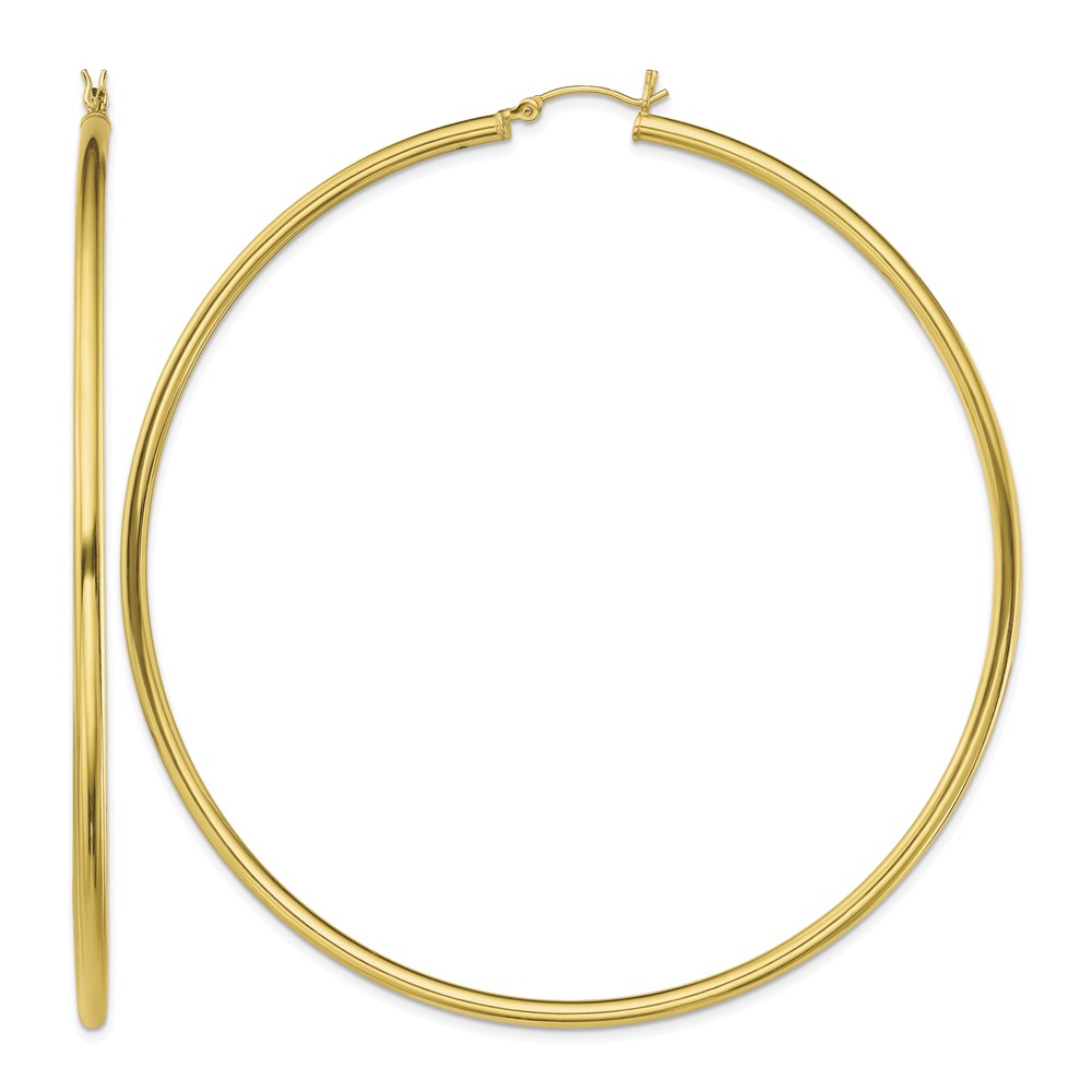 Sterling Silver Gold-Tone Polished 2.5x80mm Hoop Earrings (QE13157)