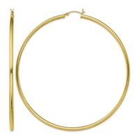 Sterling Silver Gold-Tone Polished 2.5x 80mm Hoop Earrings view 1