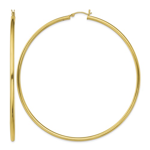 Sterling Silver Gold-Tone Polished 2.5x 80mm Hoop Earrings