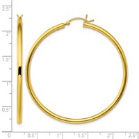 Sterling Silver Gold-Tone Polished 2.5x 50mm Hoop Earrings view 4