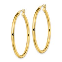 Sterling Silver Gold-Tone Polished 2.5x 40mm Hoop Earrings view 2