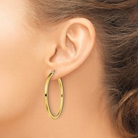 Sterling Silver Gold-Tone Polished 2.5x 40mm Hoop Earrings view 3