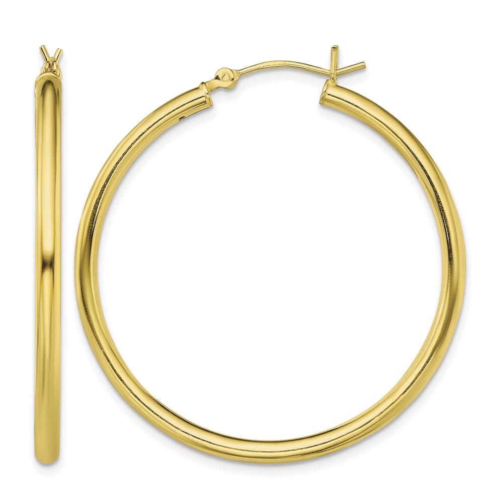 Sterling Silver Gold-Tone Polished 2.5x40mm Hoop Earrings (QE13159)