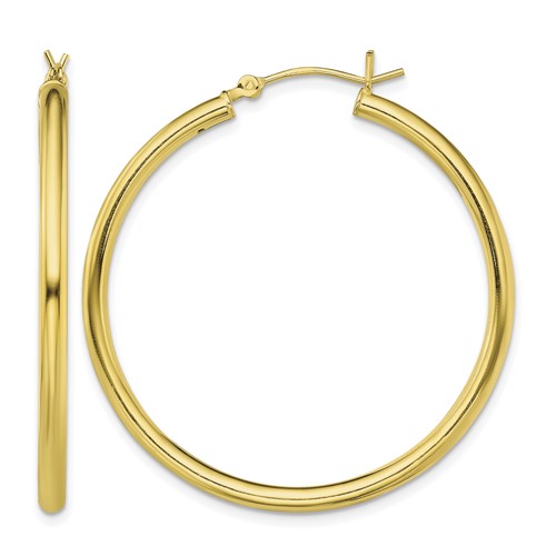 Sterling Silver Gold-Tone Polished 2.5x 40mm Hoop Earrings