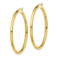 Sterling Silver Gold-Tone Polished 3x50mm Hoop Earrings view 2