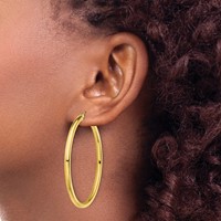 Sterling Silver Gold-Tone Polished 3x50mm Hoop Earrings view 3