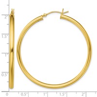 Sterling Silver Gold-Tone Polished 3x50mm Hoop Earrings view 4