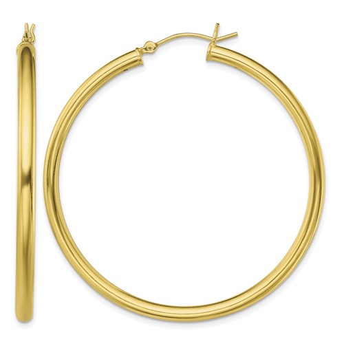 Sterling Silver Gold-Tone Polished 3x 50mm Hoop Earrings