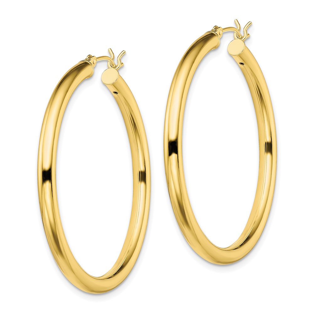 Sterling Silver Gold-Tone Polished 3x40mm Hoop Earrings (QE13161)