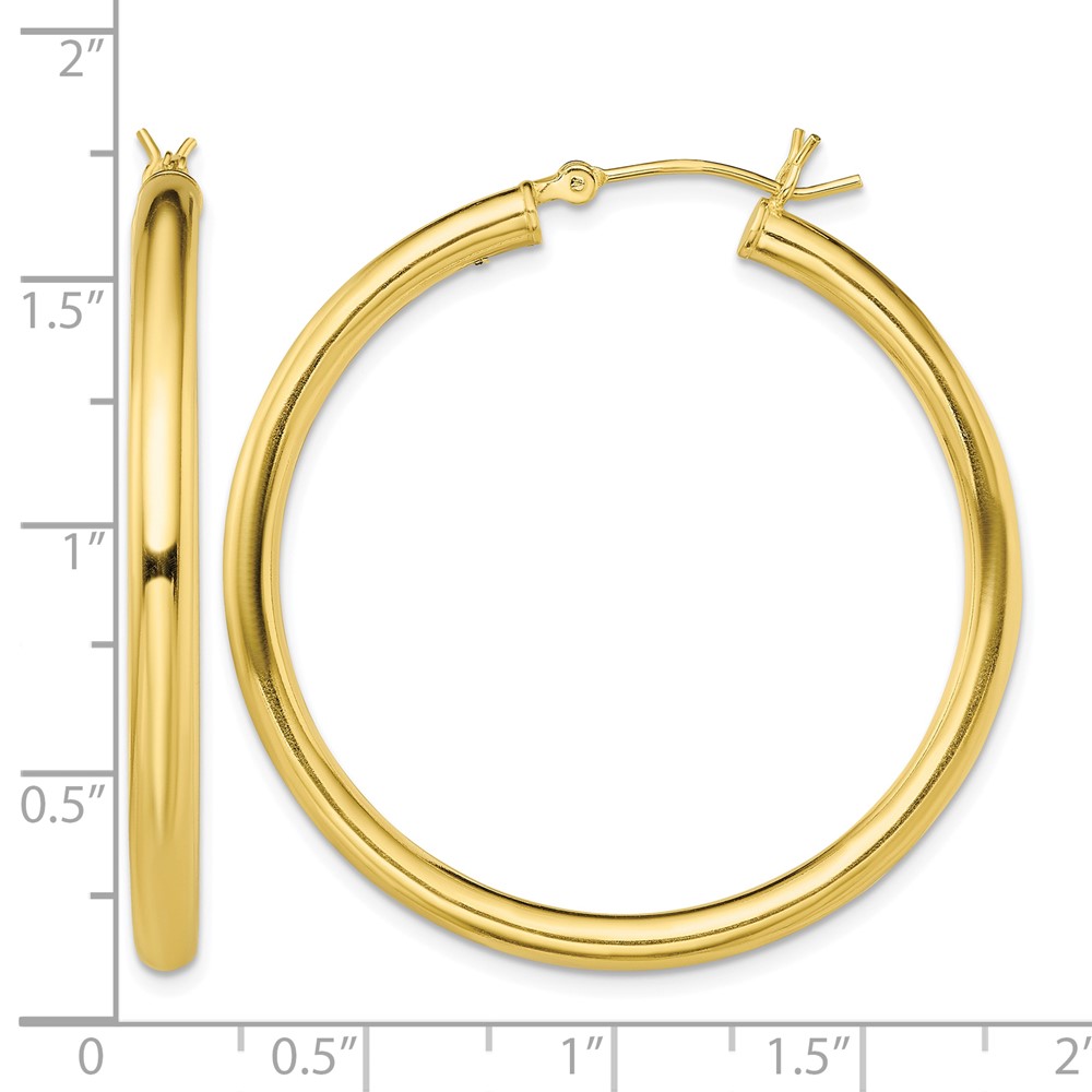 Sterling Silver Gold-Tone Polished 3x40mm Hoop Earrings (QE13161)