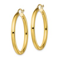 Sterling Silver Gold-Tone Polished 3x 35mm Hoop Earrings view 2