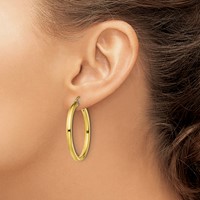 Sterling Silver Gold-Tone Polished 3x 35mm Hoop Earrings view 3