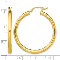 Sterling Silver Gold-Tone Polished 3x 35mm Hoop Earrings view 4