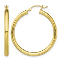 Sterling Silver Gold-Tone Polished 3x 35mm Hoop Earrings view 1
