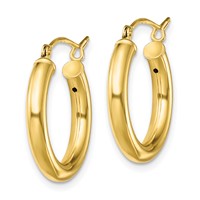 Sterling Silver Gold-Tone Polished 3x 20mm Hoop Earrings view 2