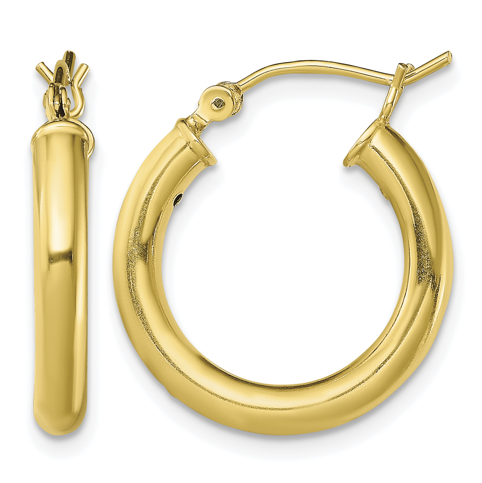Sterling Silver Gold-Tone Polished 3x20mm Hoop Earrings (QE13163)