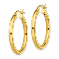 Sterling Silver Gold-Tone Polished 3x 30mm Hoop Earrings view 2