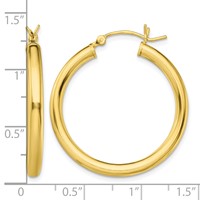 Sterling Silver Gold-Tone Polished 3x 30mm Hoop Earrings view 4